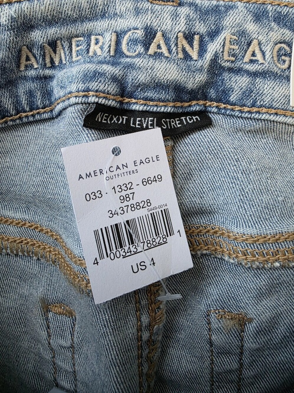 American Eagle AE Ne(x)t Level Low-Rise Denim Midi Shorts Medium Wash Women's - Picture 4 of 5